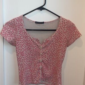 Brandy Melville Pink Leopard Crop Top